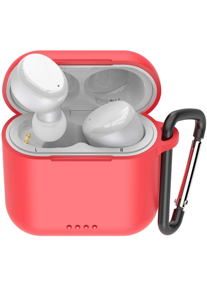 TOZO - TOZO T6 Protective Silicone Case Shockproof Soft Skin Cover for TOZO T6 Earbuds with Front LED Visible and Keychain Red - Image 1