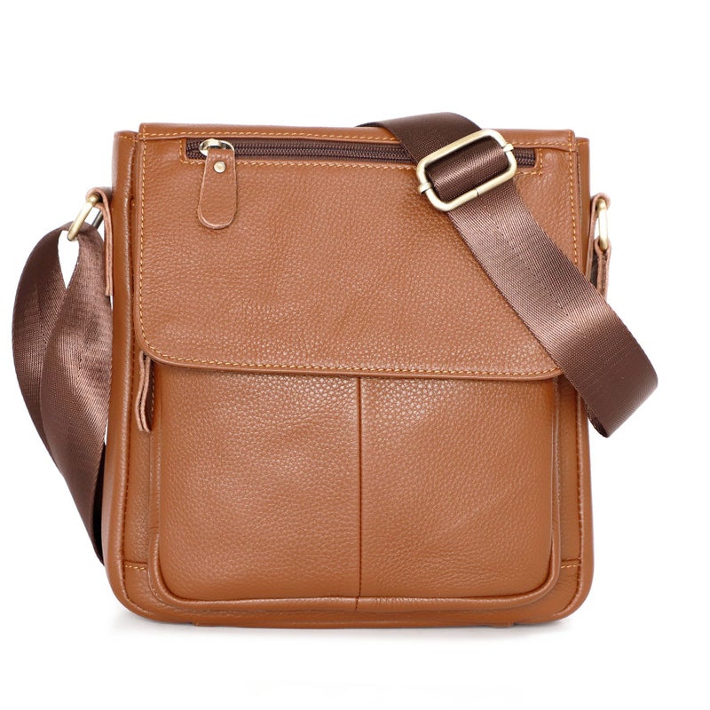 Top-Layer Cowhide Retro Bag Cover Shoulder Bag Commuter Leather Bag Men'S Bag Genuine Leather High-End Men'S Crossbody Bag - Image 1