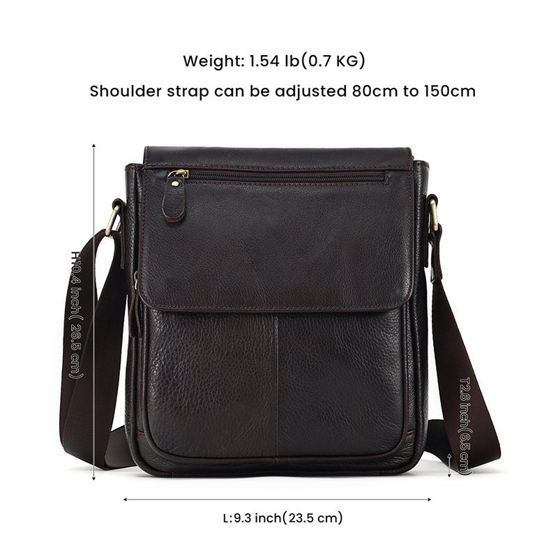 Top-Layer Cowhide Retro Bag Cover Shoulder Bag Commuter Leather Bag Men'S Bag Genuine Leather High-End Men'S Crossbody Bag - Image 5