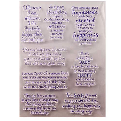 Arbuya Birthday Celebrate Birthday Party Make a Wish Cake Sentiment Phrase Words Rubber Stamps Clear Stamps for Card Making Decoration and DIY Scrapbooking -A1875 - Image 1