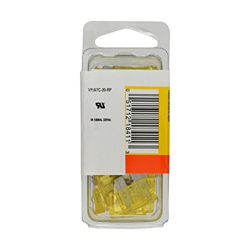Bussmann (VP/ATC-20-RP) Yellow 20 Amp 32V Fast Acting ATC Blade Fuse, (Pack of 25) - Image 2