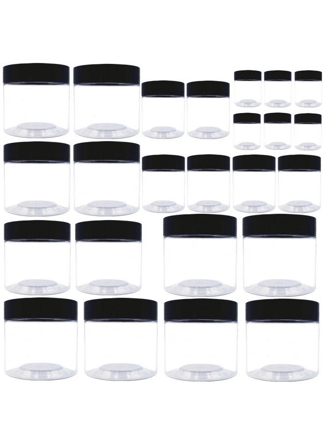 hodooly 24 Pack Plastic Jars With Lids,18Oz & 10Oz & 8Oz & 4Oz Clear Plastic Mason Jars,Leakproof Slime Containers For Peanut,Cookie,Spice,Candy And Dry Food,Empty Jars For Storage - Image 1