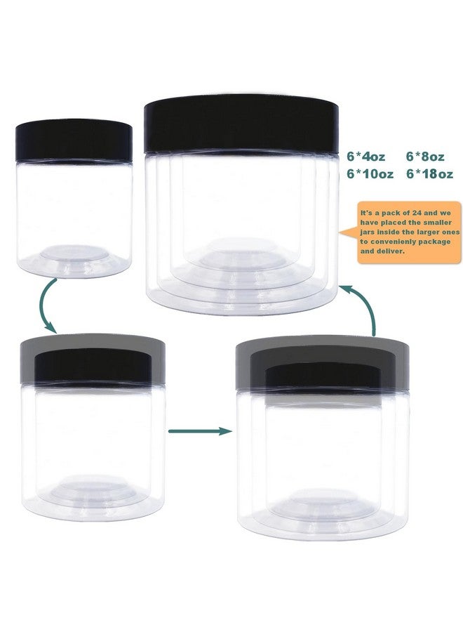 hodooly 24 Pack Plastic Jars With Lids,18Oz & 10Oz & 8Oz & 4Oz Clear Plastic Mason Jars,Leakproof Slime Containers For Peanut,Cookie,Spice,Candy And Dry Food,Empty Jars For Storage - Image 4