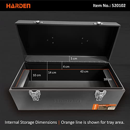 Harden Professional Compact Size Hand-Away Tools Set Box with Electro-Powder Coated Anti-Rust Surface, Reinforced Handles & Heavy-Duty Metal Latch - 520102 - Image 5