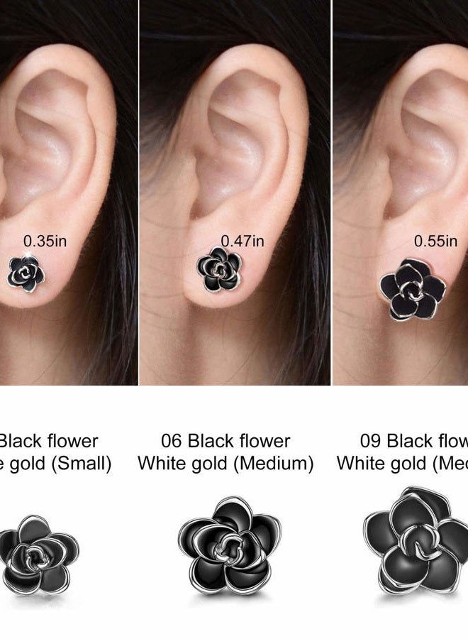 AllenCOCO Flower Stud Earrings Hypoallergenic for Women - 18K Gold Plated Rose Earrings for Sensitive Ears, Nickel Free (W) - Image 4