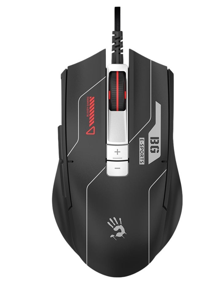 Bloody ES8 ESports Gaming Mouse Lightweight 77g – 7 Programmable Buttons – Honeycomb Shell – PixArt Sensor  (6,000 CPI45 IPS, and 15G acc )  – 1000 Hz Report Rate – 256K onboard memory For Macro –Bloody Esports Software – 7 Gaming Modes | Black  - Image 1