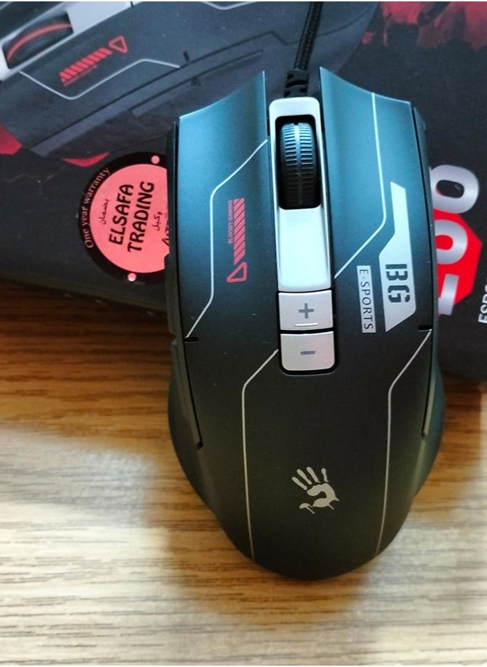 Bloody ES8 ESports Gaming Mouse Lightweight 77g – 7 Programmable Buttons – Honeycomb Shell – PixArt Sensor  (6,000 CPI45 IPS, and 15G acc )  – 1000 Hz Report Rate – 256K onboard memory For Macro –Bloody Esports Software – 7 Gaming Modes | Black  - Image 4