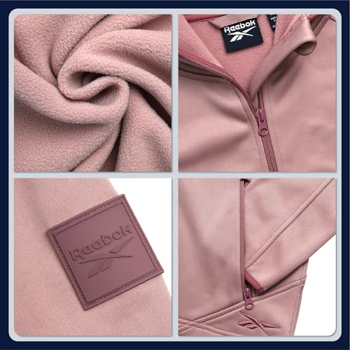 Reebok Womens Softshell Jacket - Lightweight Water & Windproof Warm Hooded Fleece Lined Womens Jacket for Gym Running Hiking, Size Medium, Dusty Rose - Image 3