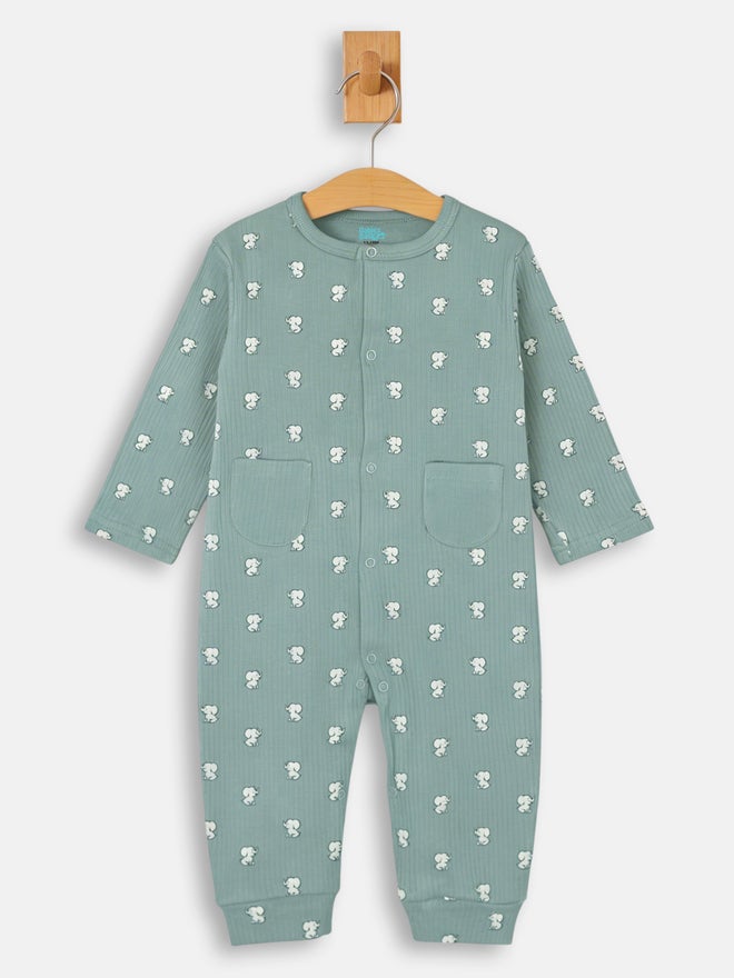 Babies Basic Premium Ribbed Cotton Sleepsuit Romper With Cap And Bib - Image 4