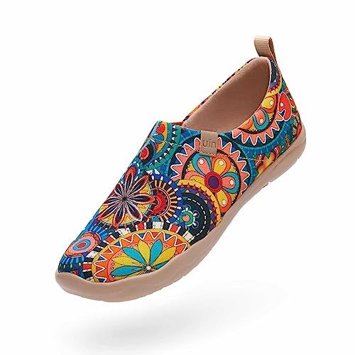 UIN Women's Blossom Painted Fashion Sneaker Canvas Slip-On Travel Shoes (7) - Image 1