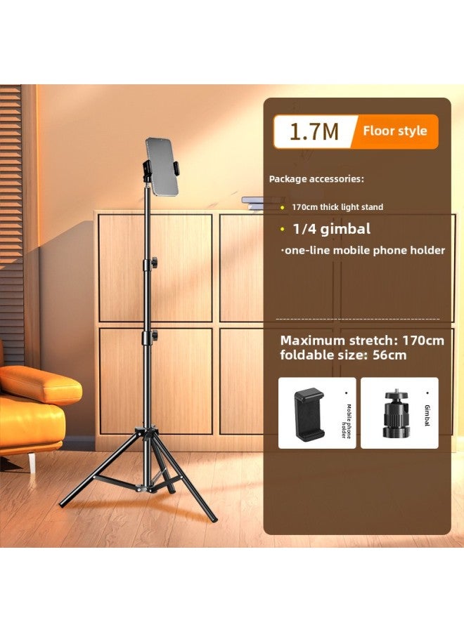 Loquat Mobile Phone Selfie Stick Tripod Live Camera Telescopic Bracket Artifact 360 Automatic Rotation Portable Multifunctional Blue-color:【1.7m Thick Bracket】 Single Camera + Rotating Gimbal  - Image 1