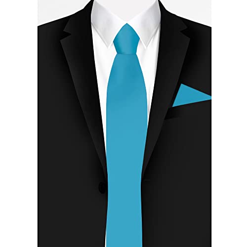 Jacob Alexander Solid Color Men's Regular Tie - Turquoise Blue - Image 3