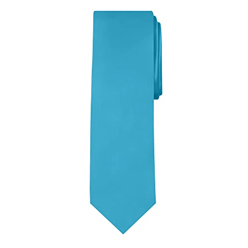 Jacob Alexander Solid Color Men's Regular Tie - Turquoise Blue - Image 1