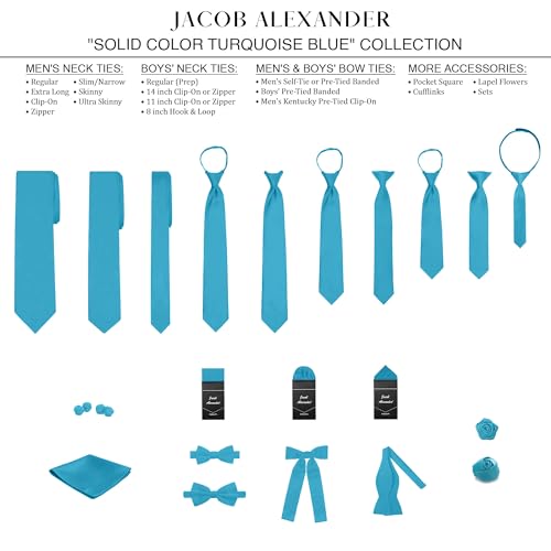 Jacob Alexander Solid Color Men's Regular Tie - Turquoise Blue - Image 5