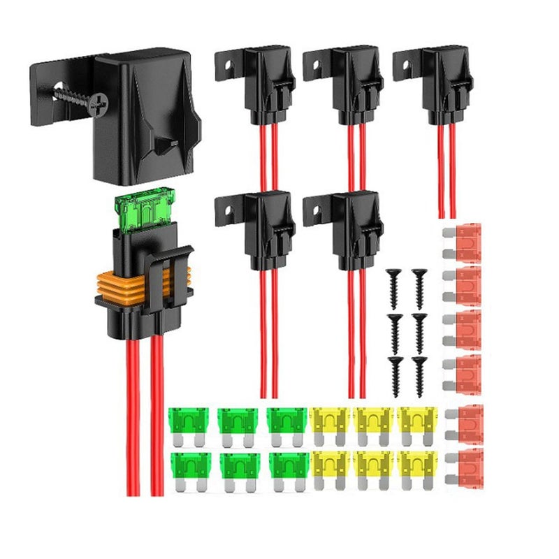 6pcCar Fuse Holder,12V with Power Theft Fuse,20A 30A 40A Standard Car Fuses and Screws for Cars Trucks Boats - Image 1