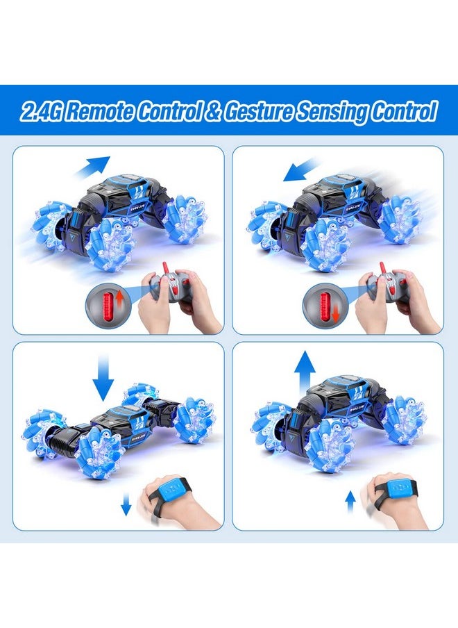 Powerextra Led Gesture Rc Car, 4Wd 2.4Ghz Remote Control Gesture Sensing Car, Double Sided 360° Rotating Transform Off Road Rc Stunt Car With Lights & Dance For 6-12 Year Old Boys & Girls  - Image 2