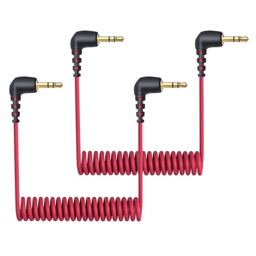 weishan 2Pack 35mm Microphone Cable Compatible with Rode Wireless Pro Wireless Go 2 DJI Mic 2 and Hollyland Lark M1 M2 150 Max Duo Coiled Dual 35mm TRS Patch Cable Audio Mic Cord for DSLR Cameras - Image 1