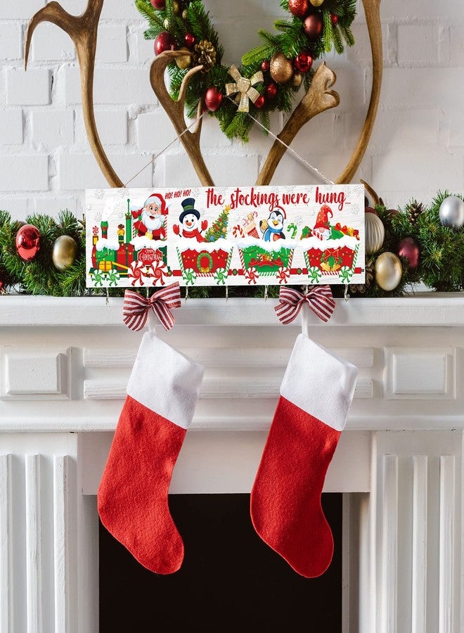 مايتيز منظم جوارب عيد الميلاد من مايتي مع 7 علاقات، لوحة خشبية، رجل ثلج، خطافات تعليق جدارية لرف المدفأة - Image 3