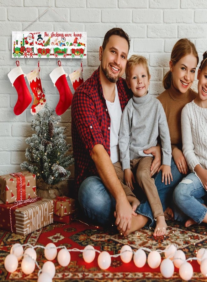 مايتيز منظم جوارب عيد الميلاد من مايتي مع 7 علاقات، لوحة خشبية، رجل ثلج، خطافات تعليق جدارية لرف المدفأة - Image 5