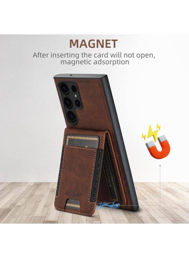 Suteni Case For Samsung Galaxy S22+ 5G H17 Litchi Texture Leather MagSafe Detachable Wallet Phone Case - Image 3