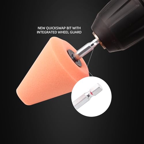 SPTA Polishing Cone, SPTA Car Wheel Hub Drill Buffing Sponge Pads Kit, Polishing Ball, 5 Pack Car Buffers and Polishers Kit, Attaches to Standard Household Drill - Image 5