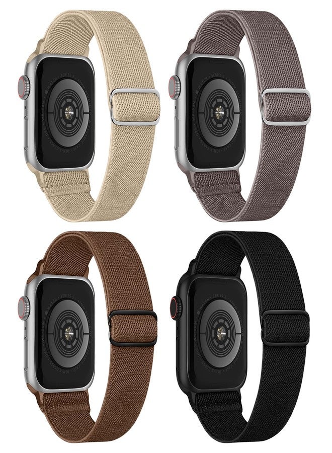 CCnutri 4 Pack Stretchy Nylon Solo Loop Bands Compatible with Apple Watch Band 38mm 40mm 41mm 42mm 44mm 45mm 46mm 49mm, Sport Elastic Wristband Women Men Strap for iWatch Series 11 10 9 8 7 6 5 4 3 SE Ultra - Image 1