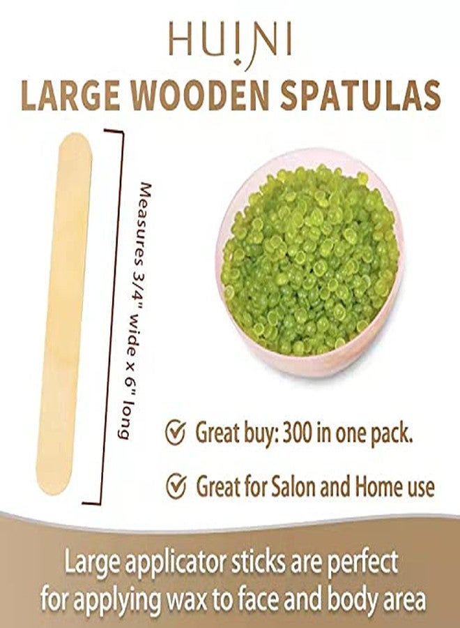 HUINI 300 Count Salon Waxing Hair Removal Large Wooden Spatulas Wax Applicator 6 x 3/4in - Image 3