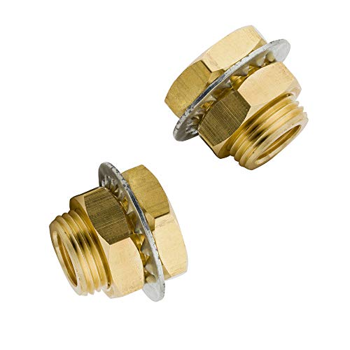 Legines Brass Bulkhead Fitting 1/4" NPT Female Bulk head Pipe Fitting Bulkhead Coupling（3/4-16UNF) 0.98" Male, 15/16" Length (Pack of 2) - Image 4