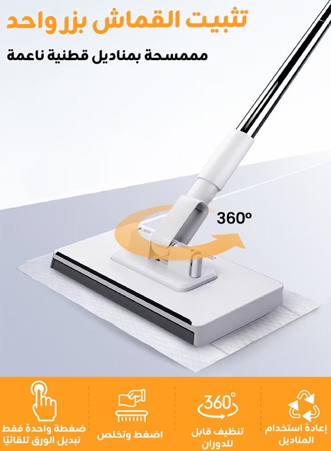 ريوليو ممسحة صغيرة بتبديل القماش تلقائيًا، بدون لمس، متوافقة مع مناديل الوجه، رأس دوّار 360°، أبيض، مناسبة للنوافذ والزوايا والزجاج والجدران - Image 1