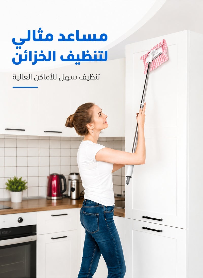 ريوليو ممسحة صغيرة بتبديل القماش تلقائيًا، بدون لمس، متوافقة مع مناديل الوجه، رأس دوّار 360°، أبيض، مناسبة للنوافذ والزوايا والزجاج والجدران - Image 4