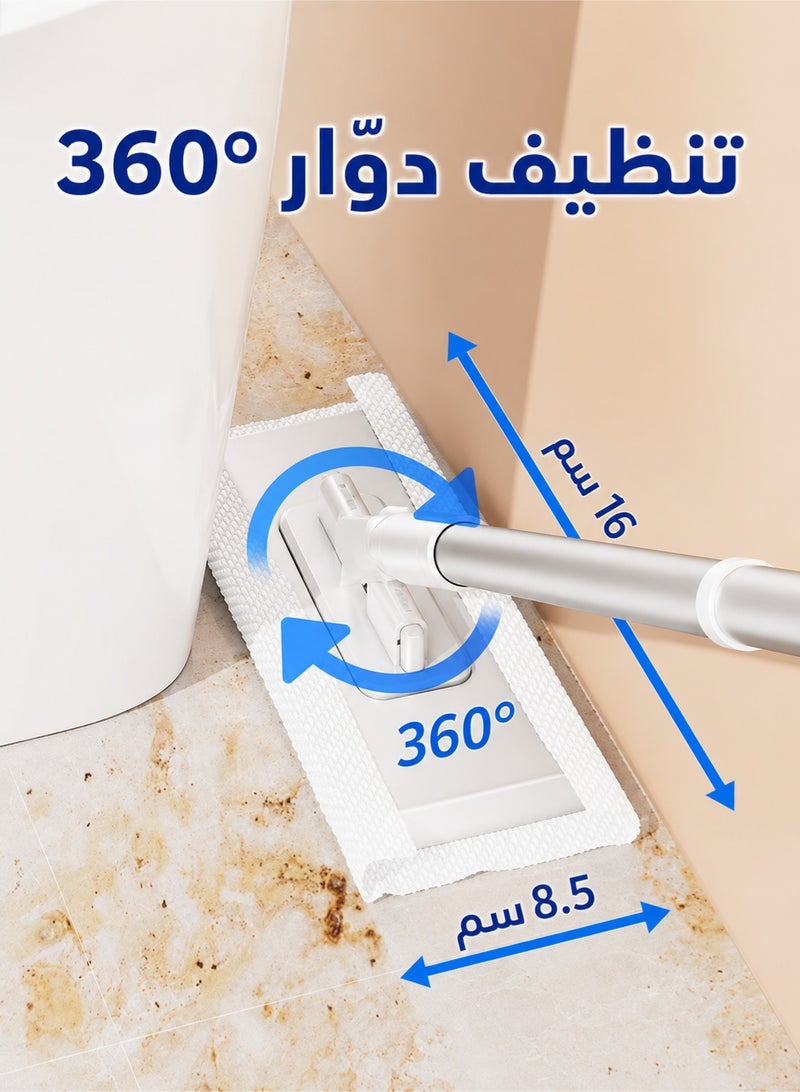 ريوليو ممسحة صغيرة بتبديل القماش تلقائيًا، بدون لمس، متوافقة مع مناديل الوجه، رأس دوّار 360°، أبيض، مناسبة للنوافذ والزوايا والزجاج والجدران - Image 5