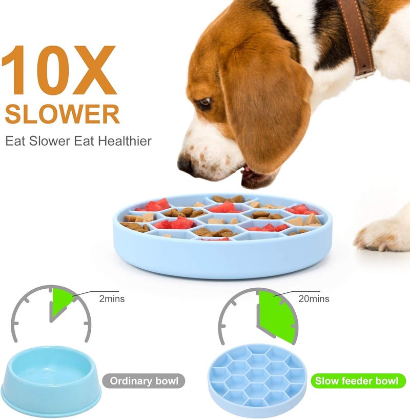 Pawow Silicone Slow Feeder Dog Bowl with Suction Cups - Blue - Image 4