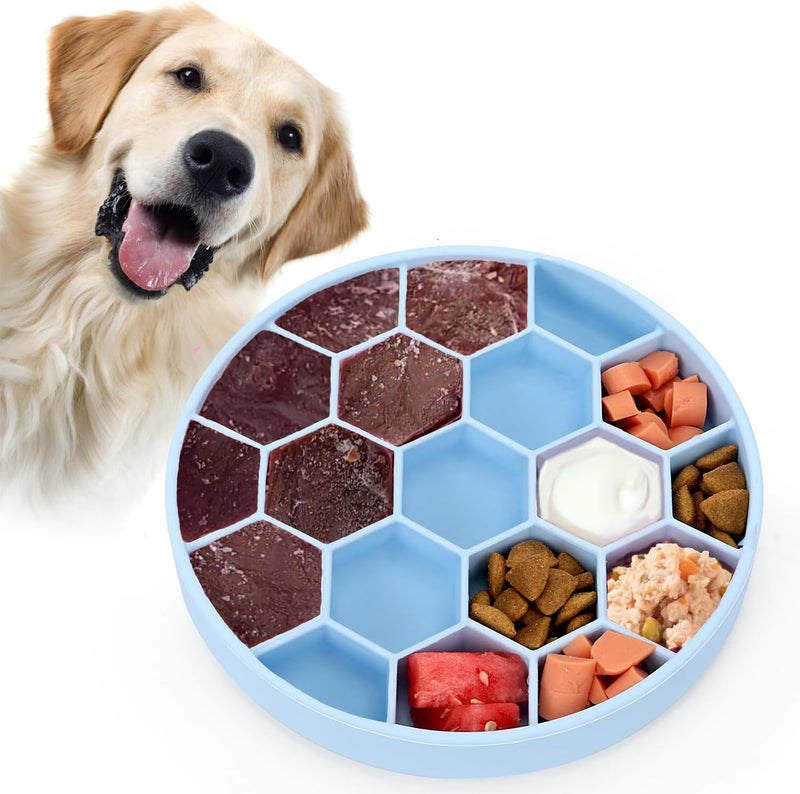 Pawow Silicone Slow Feeder Dog Bowl with Suction Cups - Blue - Image 1