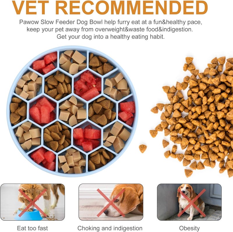 Pawow Silicone Slow Feeder Dog Bowl with Suction Cups - Blue - Image 3