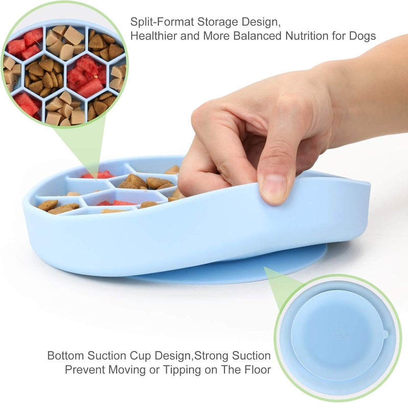 Pawow Silicone Slow Feeder Dog Bowl with Suction Cups - Blue - Image 2