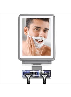 COSMIRROR Shower Mirror, 6.2" W x 8" H, Fogless for Shaving with Squeegee to Keep Clean or Remove Foggy Mess, Two Mounting Solution, Dimmable Lighting (3 Color Setting) Shower Mirror Fogless for Shaving  - Image 1