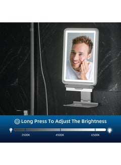 COSMIRROR Shower Mirror, 6.2" W x 8" H, Fogless for Shaving with Squeegee to Keep Clean or Remove Foggy Mess, Two Mounting Solution, Dimmable Lighting (3 Color Setting) Shower Mirror Fogless for Shaving  - Image 5
