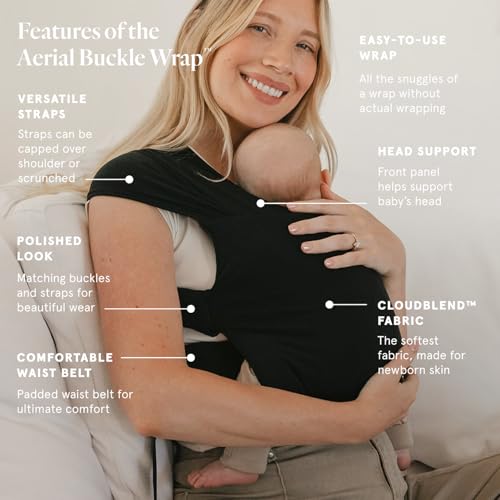 WildBird Aerial Buckle Wrap 06 Months Large L4XL Raven Newborn Baby Carrier Front Carry Soft Fabric Straps Head Support Padded Waist Belt Baby Essentials New Mom Gifts - Image 3