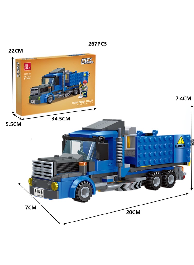 Children's Self-assembled Engineering Car Boy Small Building Block Toy Model(Rear Tipping Dump Truck 267PCS) - Image 2