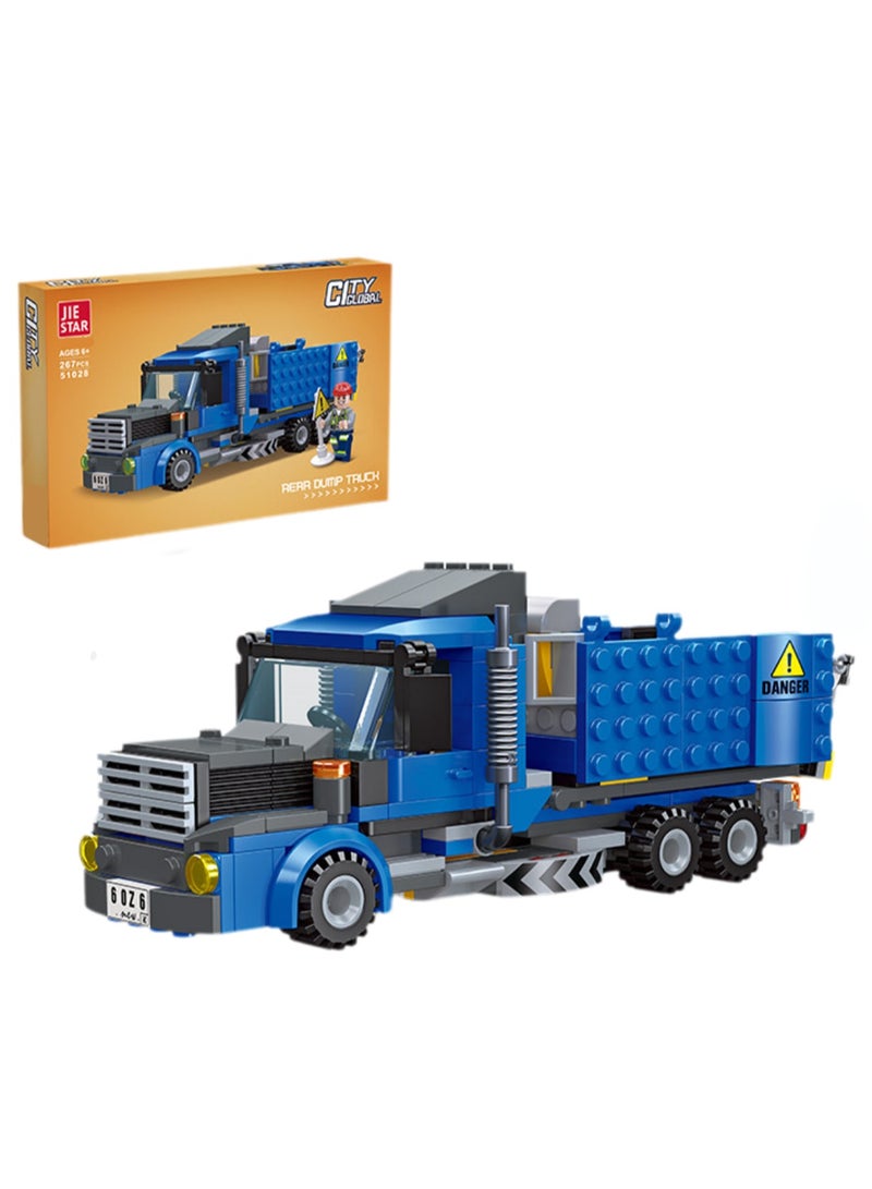 Children's Self-assembled Engineering Car Boy Small Building Block Toy Model(Rear Tipping Dump Truck 267PCS) - Image 1
