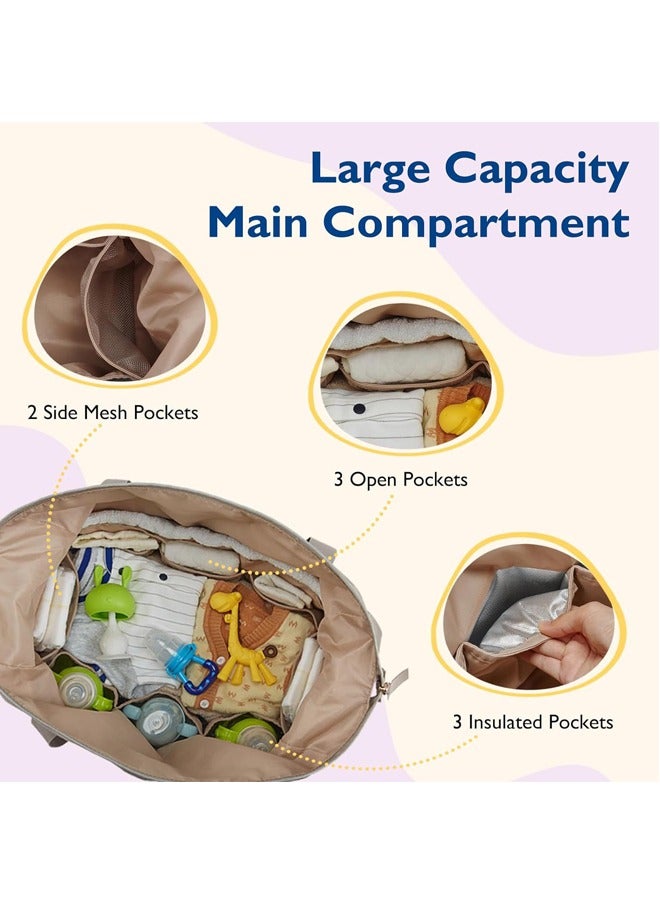 Diaper Bag Backpack for Mom - Large Capacity Hospital Bag for Delivery, Baby Travel Tote with Insulated Bottle Pocket  Wipes Case, Waterproof Handbag Includes Pacifier Holder ( Khaki ) - Image 5