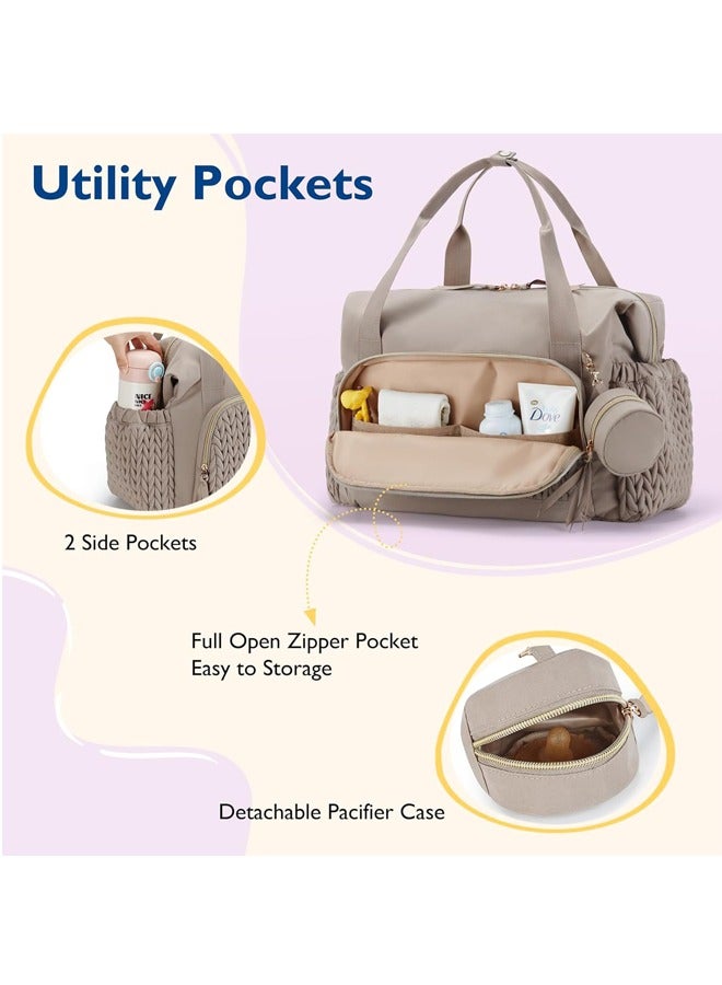Diaper Bag Backpack for Mom - Large Capacity Hospital Bag for Delivery, Baby Travel Tote with Insulated Bottle Pocket  Wipes Case, Waterproof Handbag Includes Pacifier Holder ( Khaki ) - Image 4