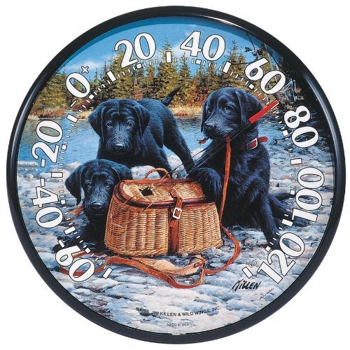 AcuRite 01678 12.5-Inch Wall Thermometer, Black Lab Pups - Image 1