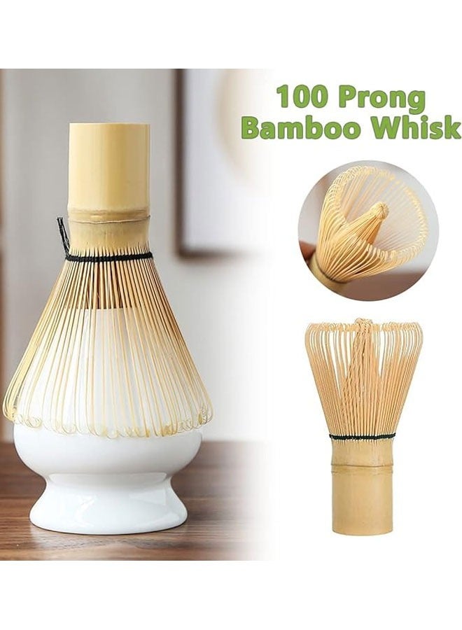 BOUND MOAT 4 Piece Matcha Whisk Set Matcha Tea Set Matcha Whisk,Scoop, Matcha Bowl, Ceramic Whisk Holder, Matcha Tools for Stirring Matcha Tea Gift Kit (White) - Image 4