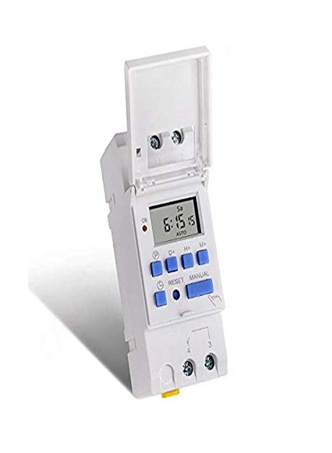 Quick Sense QS-T3 (Silver 4 Pin) Digital Timer Switch | 30A Heavy-Duty Programmable Controller | DIN Rail Mount | 16 On/Off Schedules | LCD Display | Industrial & Home Automation - Image 1