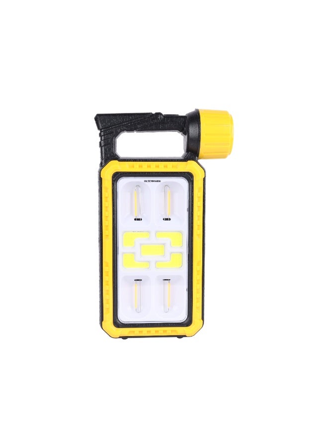 Olsenmark LED Tungsten Light with Solar OME2875 | 3W LED, 5 COB, 4 Tungsten Lights + 1 COB External Light | 2400mAh Battery, Long-Lasting, Top Handle, USB & Solar Charging | Black & Yellow, 2-Year Warranty - Image 5