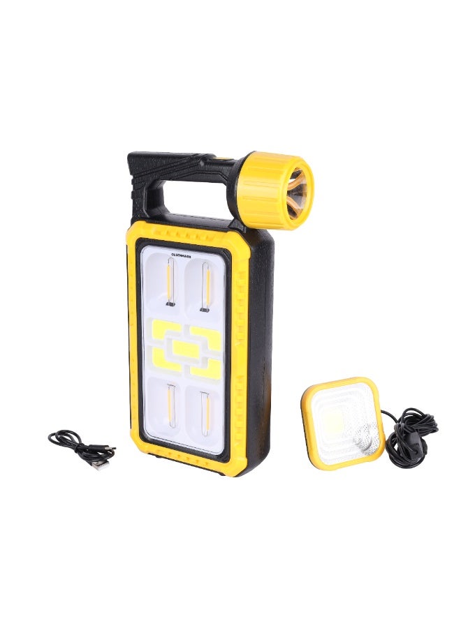 Olsenmark LED Tungsten Light with Solar OME2875 | 3W LED, 5 COB, 4 Tungsten Lights + 1 COB External Light | 2400mAh Battery, Long-Lasting, Top Handle, USB & Solar Charging | Black & Yellow, 2-Year Warranty - Image 2