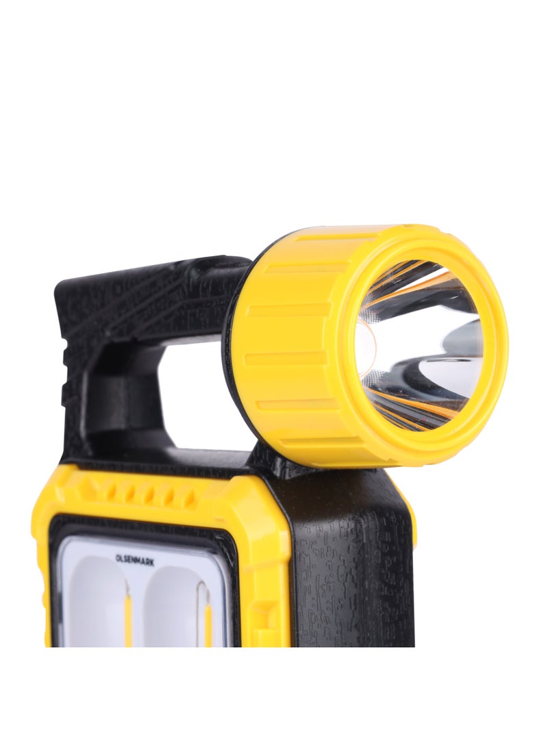 Olsenmark LED Tungsten Light with Solar OME2875 | 3W LED, 5 COB, 4 Tungsten Lights + 1 COB External Light | 2400mAh Battery, Long-Lasting, Top Handle, USB & Solar Charging | Black & Yellow, 2-Year Warranty - Image 3