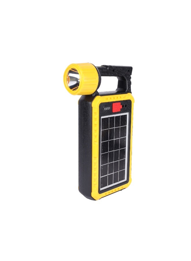 Olsenmark LED Tungsten Light with Solar OME2875 | 3W LED, 5 COB, 4 Tungsten Lights + 1 COB External Light | 2400mAh Battery, Long-Lasting, Top Handle, USB & Solar Charging | Black & Yellow, 2-Year Warranty - Image 1