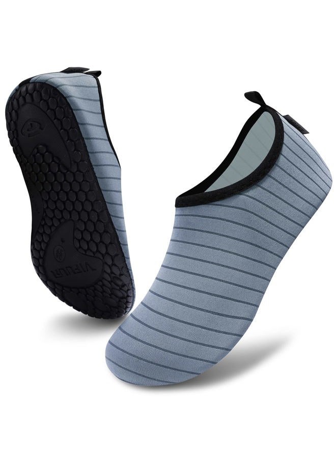 VIFUUR Water Sports Shoes Barefoot Quick-Dry Aqua Yoga Socks Slip-on for Men Women, Grey, 9-10 Women/7.5-8.5 Men - Image 2